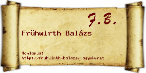 Frühwirth Balázs névjegykártya